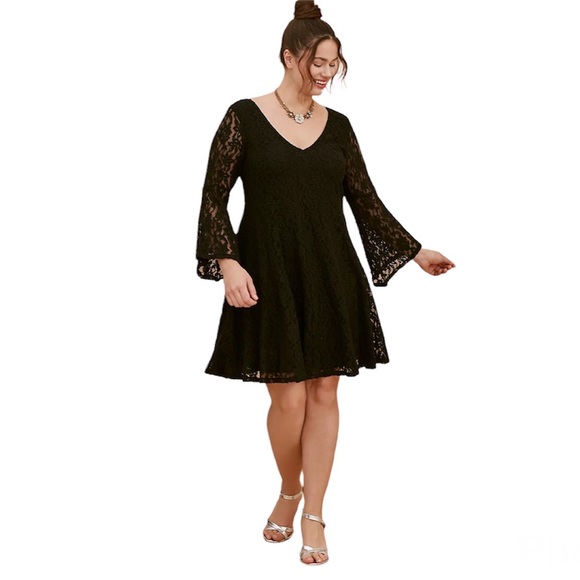 fitted lace wedding dress Plunge Neckline Sheer Lace Maroon Skater Dress | Penley main image 1